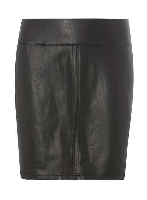 Petite Black PU A-line Skirt